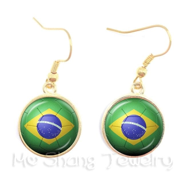 Flag Glass Cabochon Earrings