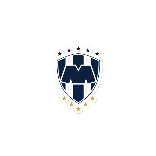 A graphic image of a Monterrey sports team crest, featuring a shield with a large 'M', stars, and a white background, representing the product content.