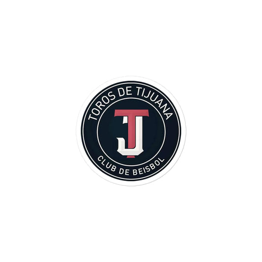 A round sticker with the Toros de Tijuana baseball team logo in red, white, and blue colors.