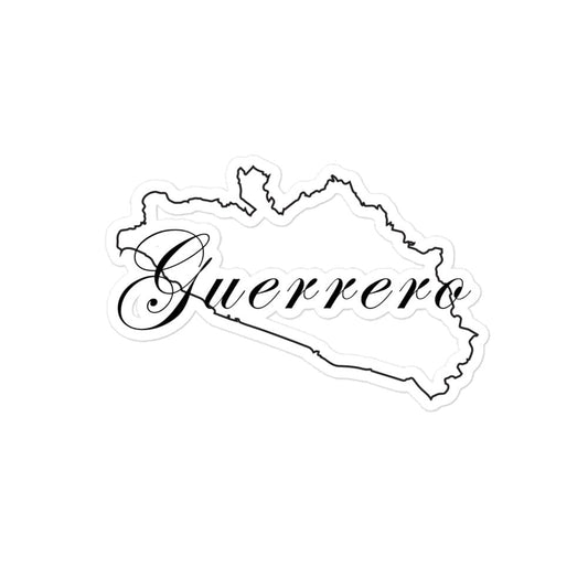 A white sticker with the text 'Guerrero' written in a decorative font, with a bubble-free adhesive surface.