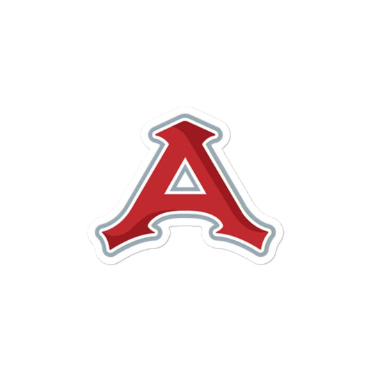 A red die cut bubble-free sticker with the Monclova logo.