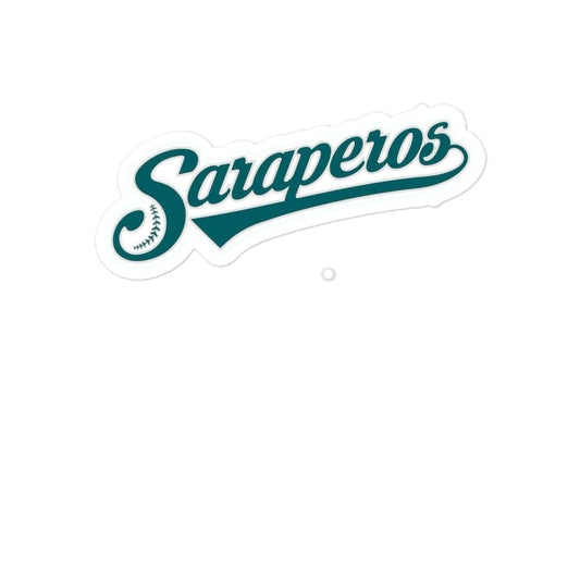 A sticker with the text 'Saraperos' in a cursive teal font on a white background.
