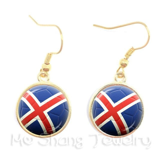 Flag Glass Cabochon Earrings