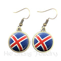 Flag Glass Cabochon Earrings