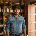 A black snapback cap with a flat brim and a white embroidered map of Aguascalientes on the front.