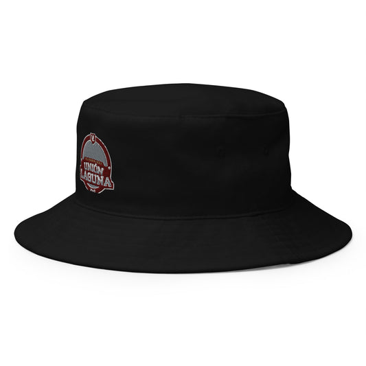 Black cotton twill bucket hat with 'Union Laguna' logo on the front.