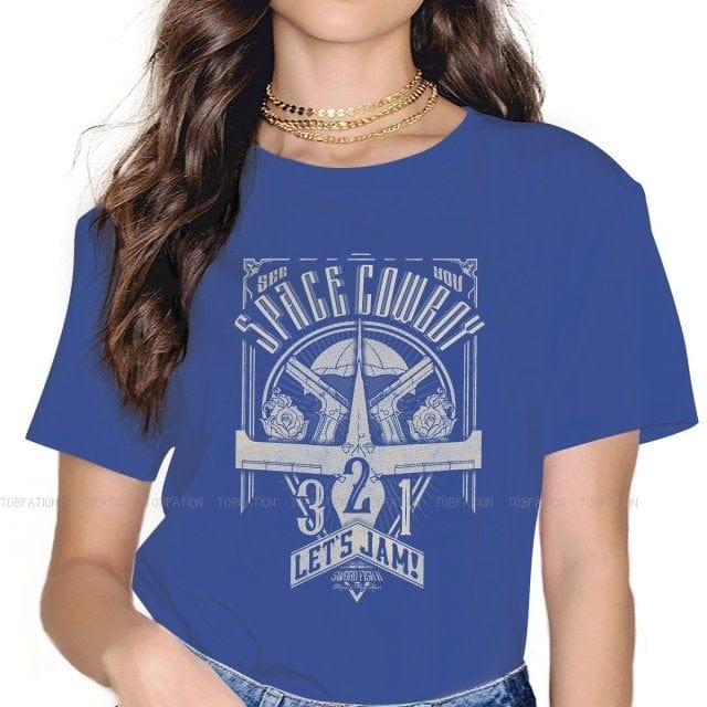 Vintage Space Western T-Shirts for Women – Cowboy Bebop Anime-Inspired Casual Blouses in Harajuku Style