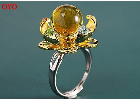 Blue amber ring