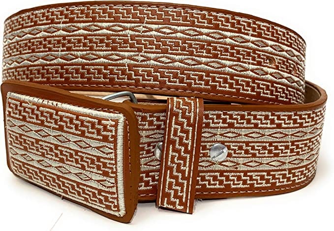 Embroidered Leather Western Belt