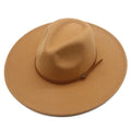 Unisex Wide Brim Felt Fedora Hat Made from 100% Wool, 55 58CM, Light Brown