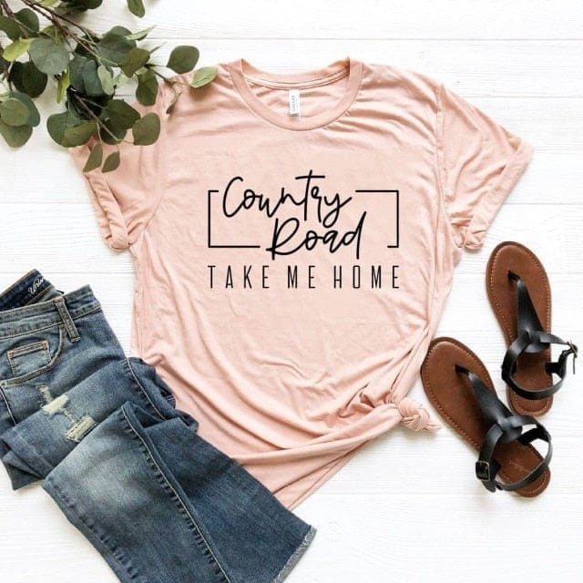 Country roads take me home country girl t shirt top