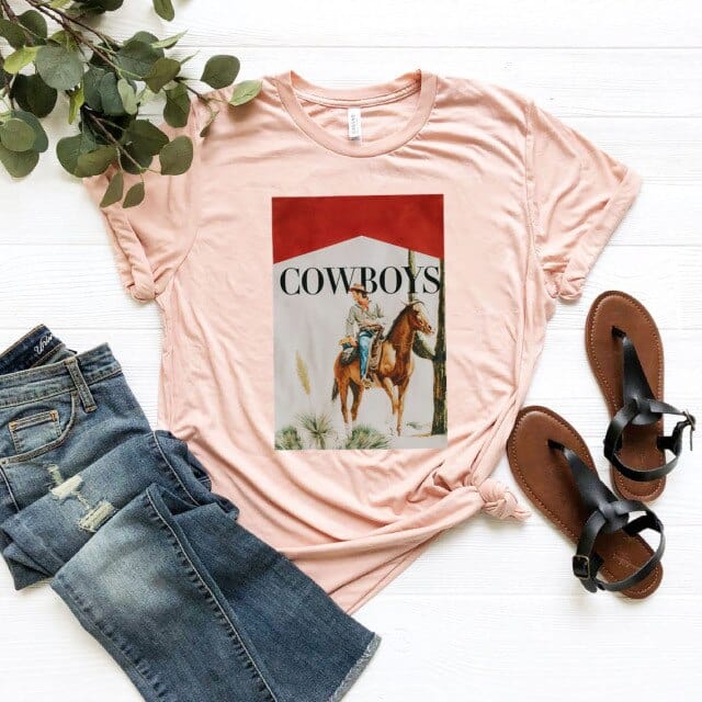 Cowboy Shirt Western Country T Shirt Rodeo Tshirt Horse T shirt Women's Graphic Tee Summer Short Sleeve Casual Graphic Tees Tops