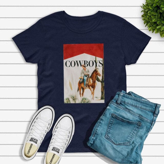 Camiseta de vaquero, camiseta de estilo western country, camiseta de rodeo, camiseta de caballo, camiseta gráfica para mujer, camisetas gráficas casuales de manga corta de verano