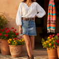 A pair of brown, synthetic leather GLOBALWIN women's cowboy boots with western-inspired embroidery and a side zipper.