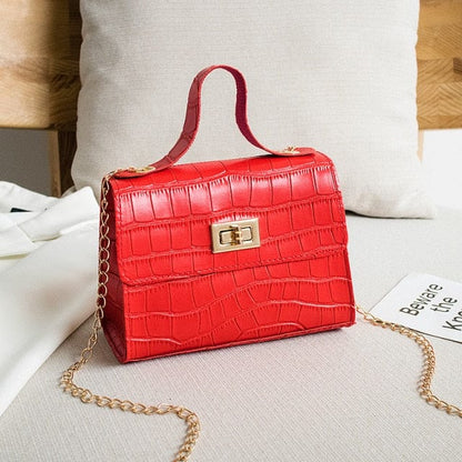 Bolso de mano de día con estampado de cocodrilo para mujer, de piel sintética