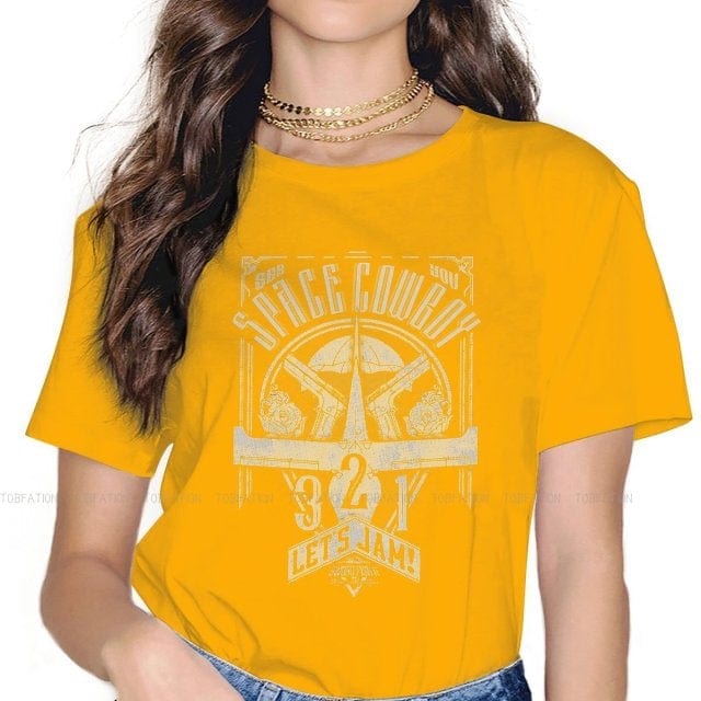 Vintage Space Western T-Shirts for Women – Cowboy Bebop Anime-Inspired Casual Blouses in Harajuku Style