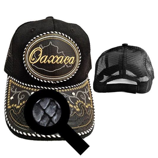 Gorra de Oaxaca para hombre y mujer, 100% Poliéster, Ajustable, Diseño de piel de serpiente