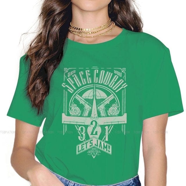 Vintage Space Western T-Shirts for Women – Cowboy Bebop Anime-Inspired Casual Blouses in Harajuku Style
