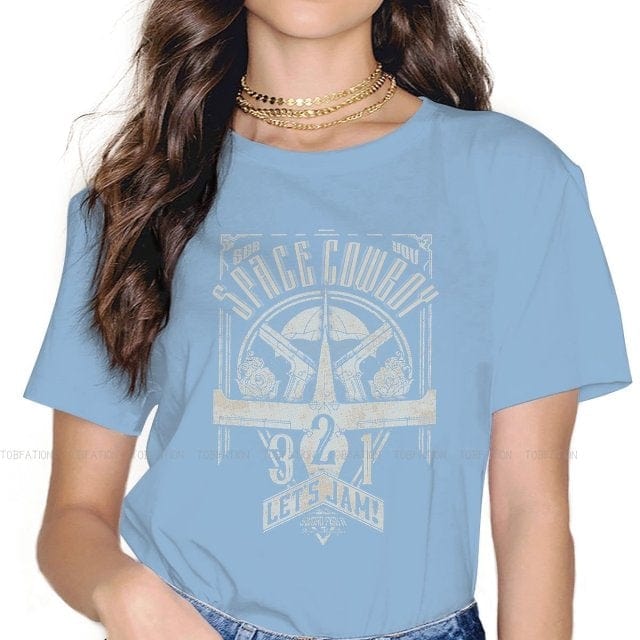 Vintage Space Western T-Shirts for Women – Cowboy Bebop Anime-Inspired Casual Blouses in Harajuku Style