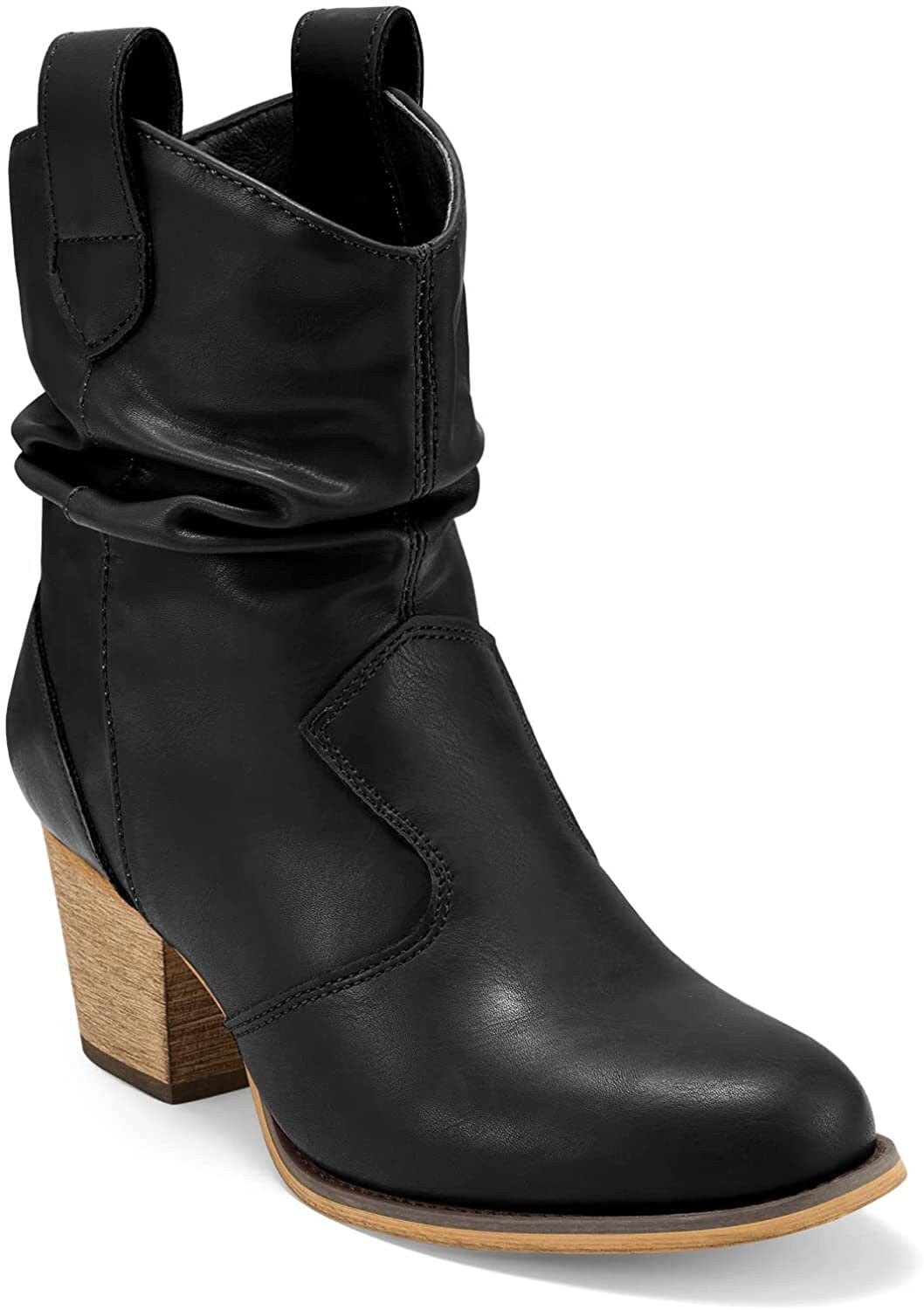 Botas vaqueras Hisea, botas vaqueras para mujer con tiras para levantar, botines de moda vaquera para mujer