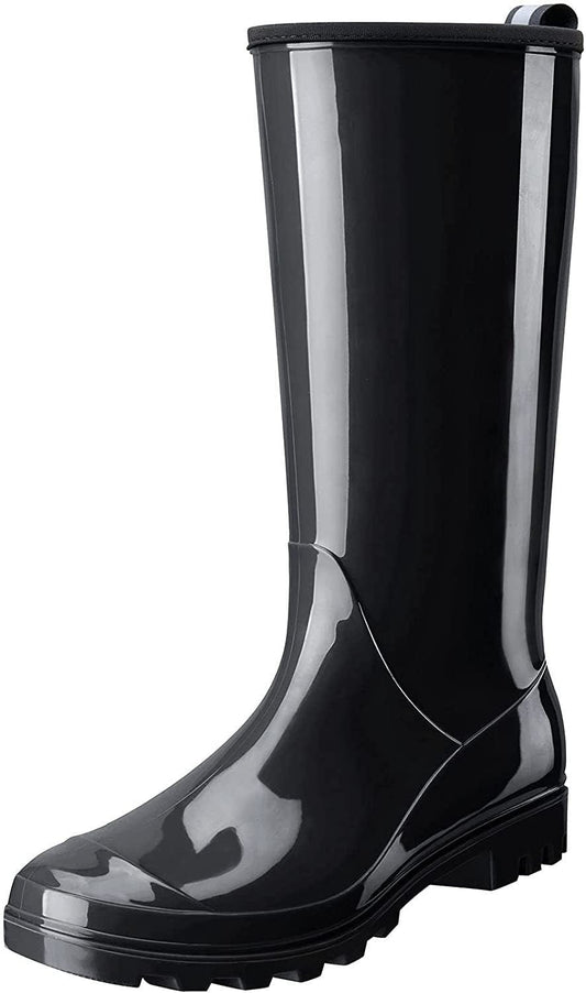 Hisea women's rain boots waterproof garden boots ladies knee high wellies comfort anti slip outsole