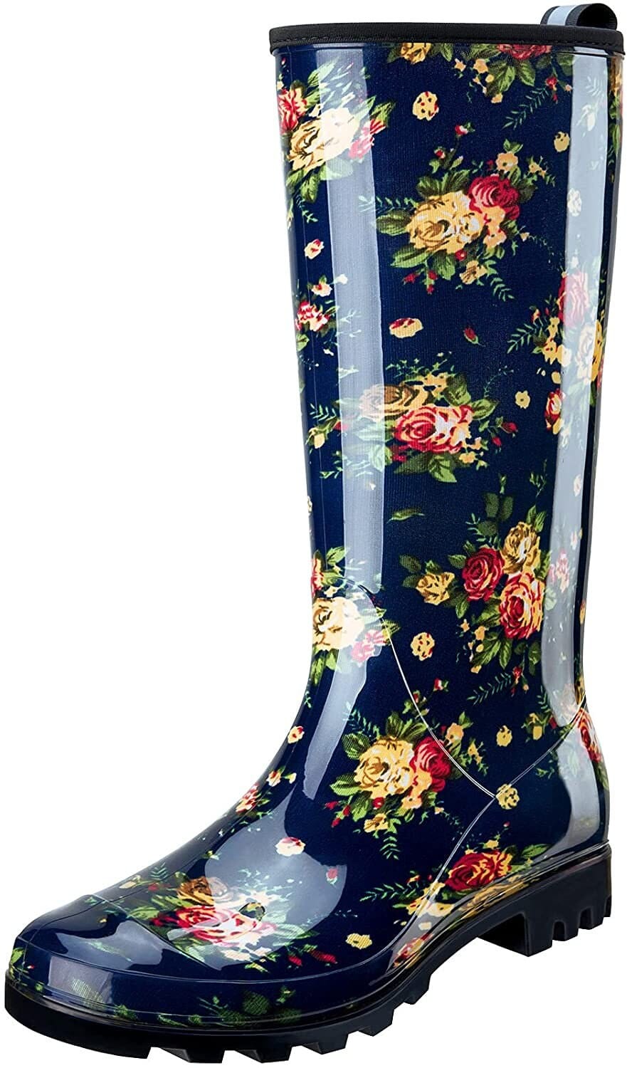 Hisea women's rain boots waterproof garden boots ladies knee high wellies comfort anti slip outsole