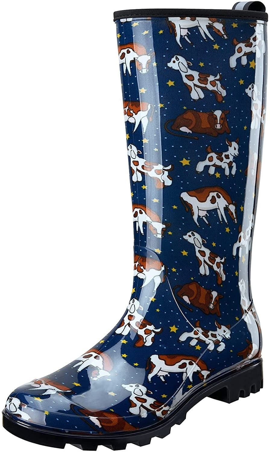 Botas de lluvia para mujer Hisea, botas de jardín impermeables, botas de agua hasta la rodilla para mujer, suela exterior antideslizante cómoda