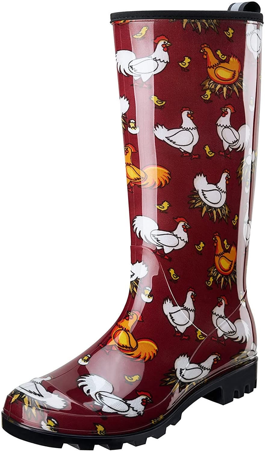 Botas de lluvia para mujer Hisea, botas de jardín impermeables, botas de agua hasta la rodilla para mujer, suela exterior antideslizante cómoda