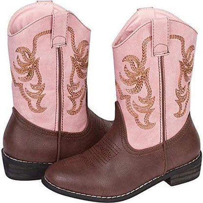 Wild Bear Kids Cowboy Boots – Perfect for Boys & Girls, Ideal for Horseback Riding, 2-14 Little Kid, Coffee/Pink