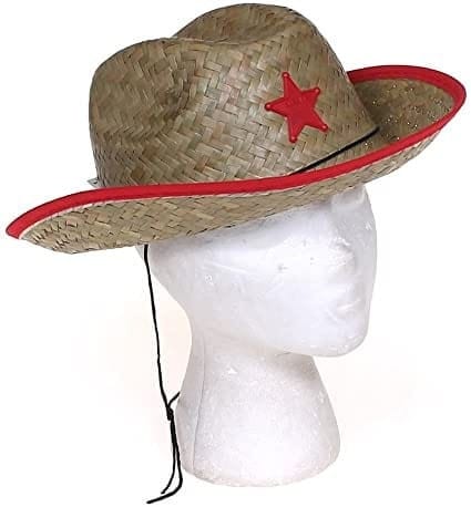 Kids Straw Hat Cowboy Sheriff Hat w/Star (2 Pack)