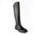 Black leather knee-high boot with stitched seams and thick tread sole