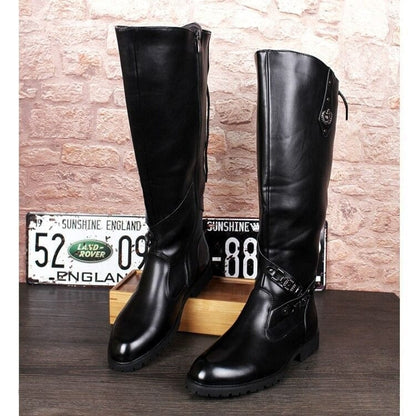 Leather cowboy boots for men, Black, 7