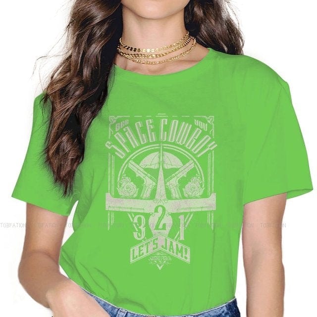Vintage Space Western T-Shirts for Women – Cowboy Bebop Anime-Inspired Casual Blouses in Harajuku Style