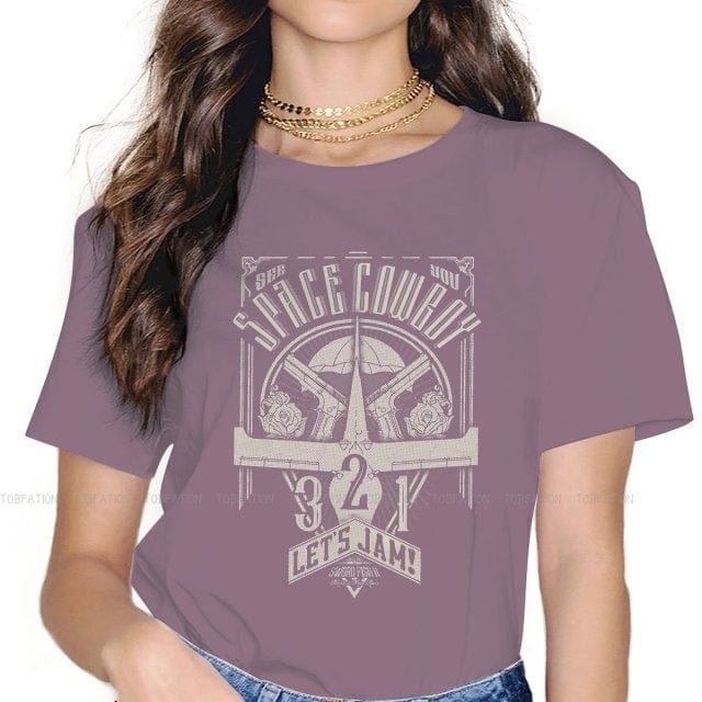 Vintage Space Western T-Shirts for Women – Cowboy Bebop Anime-Inspired Casual Blouses in Harajuku Style