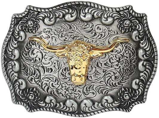 Long Horn Bull Western Belt Buckle