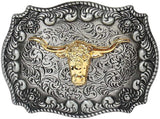 Long Horn Bull Western Belt Buckle