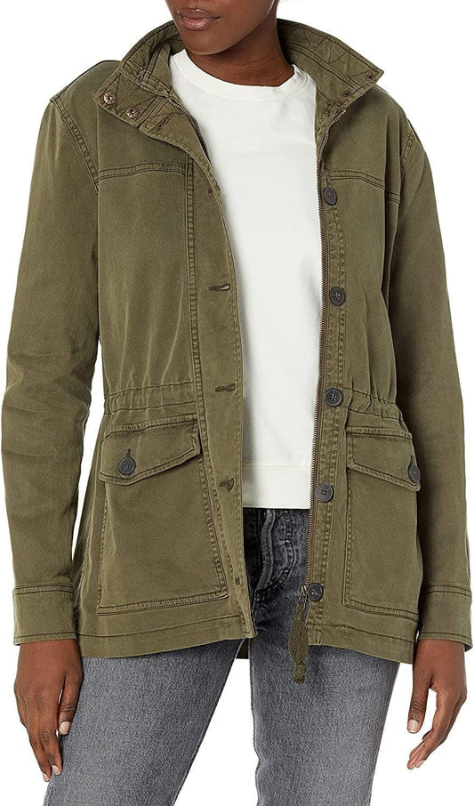 Lucky Brand Women's Long Sleeve Button Up Two Pocket Utility Jacket