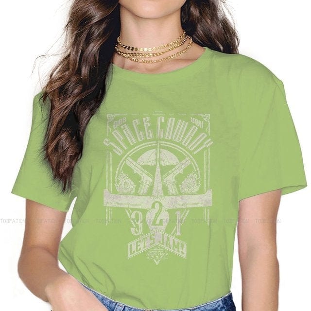 Vintage Space Western T-Shirts for Women – Cowboy Bebop Anime-Inspired Casual Blouses in Harajuku Style