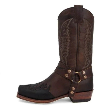 Men's Cowboy Boots Mid Calf Fashion, Dark Brown, 7