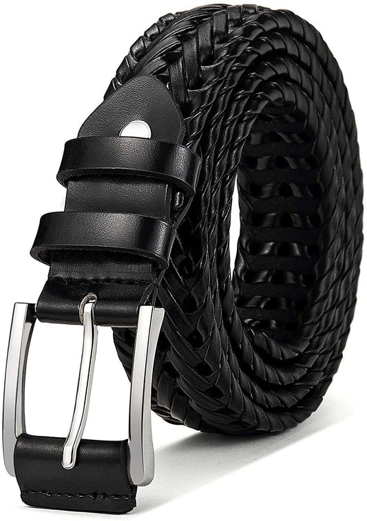 Mens belts,bulliant leather woven braided belts for men casual jeans golf,anyfit,gift boxed