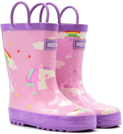 Mucky Wear Children's Rubber Rain Boots for Girls, Pink, One Size