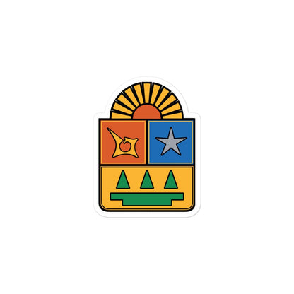 A die cut bubble-free sticker featuring the official coat of arms of Quintana Roo, with a white background.