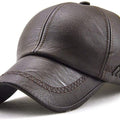 Gorra de béisbol sencilla, gorra de béisbol clásica de PU estructurada ajustable para hombre, gorra de invierno para padre mayor