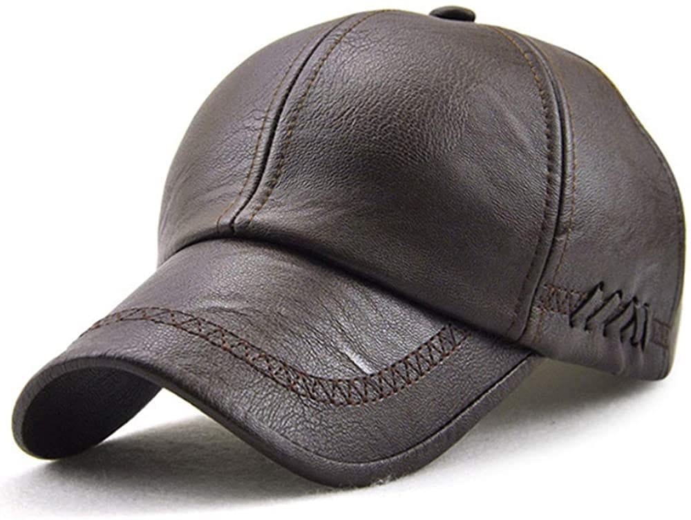 Gorra de béisbol sencilla, gorra de béisbol clásica de PU estructurada ajustable para hombre, gorra de invierno para padre mayor