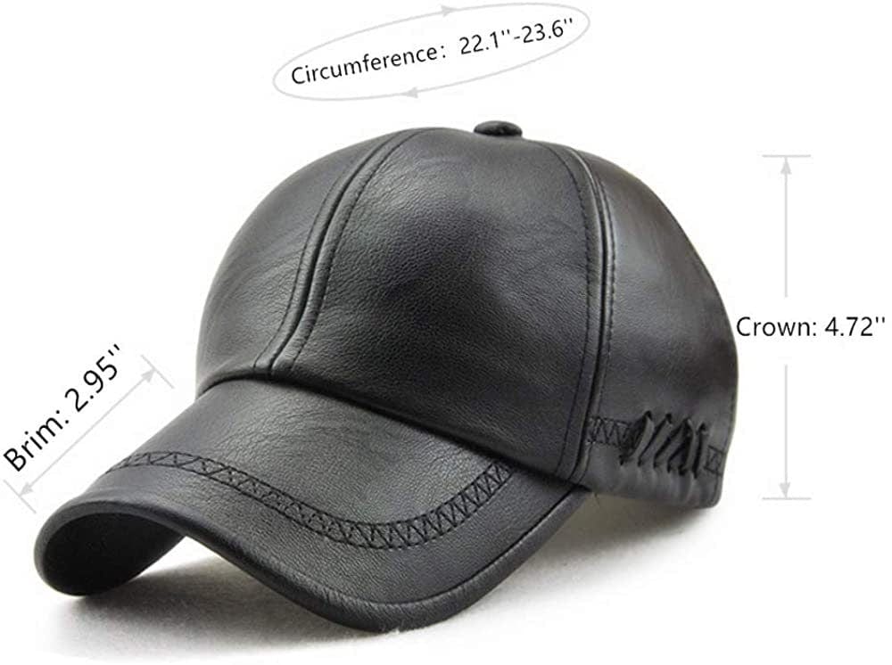 Gorra de béisbol sencilla, gorra de béisbol clásica de PU estructurada ajustable para hombre, gorra de invierno para padre mayor