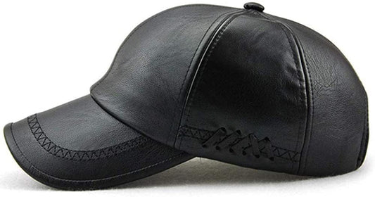 Gorra de béisbol sencilla, gorra de béisbol clásica de PU estructurada ajustable para hombre, gorra de invierno para padre mayor