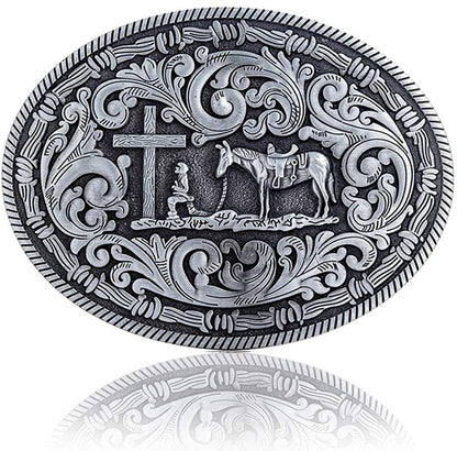Vintage Celtic Knot Belt Buckle For Men – Classic Cowboy Design , Silver, 3.46 x 2.67, Silver, 3.46 x 2.67