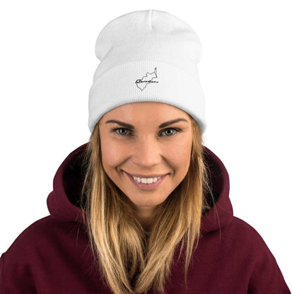 Queretaro embroidered beanie hats, One Size, White