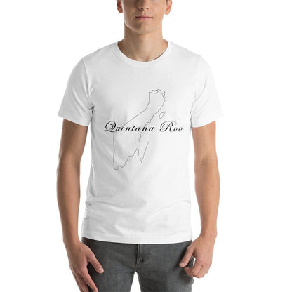 Unisex short-sleeve T-shirt in light silver/white with front logo graphic