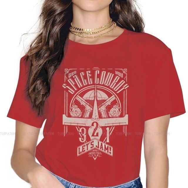 Vintage Space Western T-Shirts for Women – Cowboy Bebop Anime-Inspired Casual Blouses in Harajuku Style